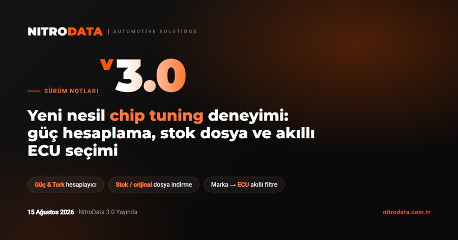 NitroData 3.0 Yayında: Güç Hesaplama, Stok Dosya ve Akıllı ECU Seçimi